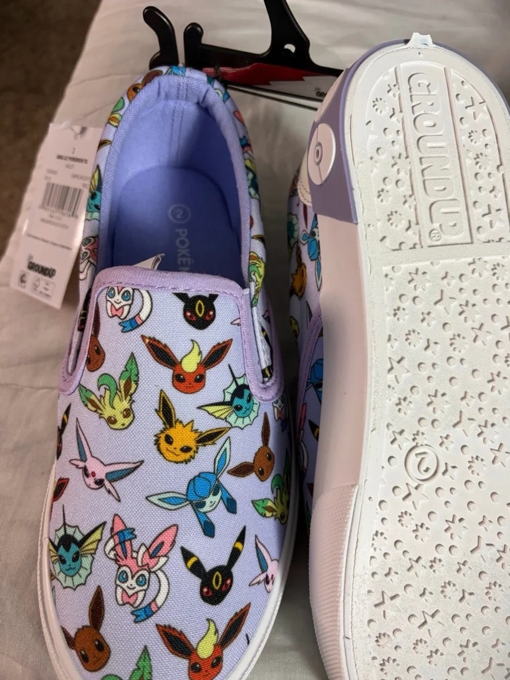 Kids Lavender Eevee Evolutions Pokemon Slip-On Sneakers